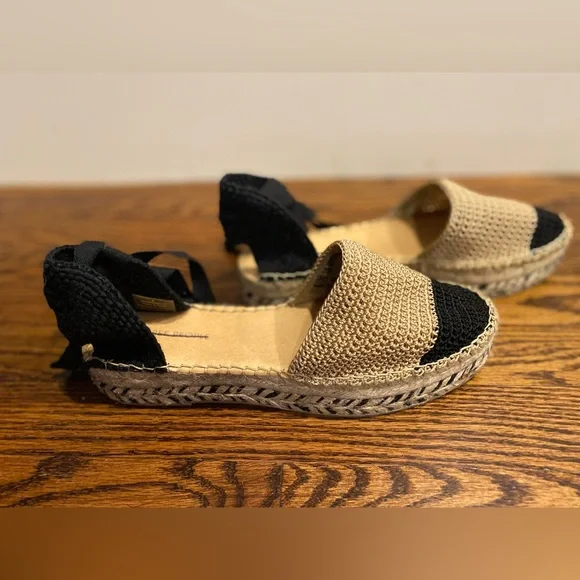 New Free People‎ Collection - Island Time Wrap Espadrilles Size 39 Black and Tan